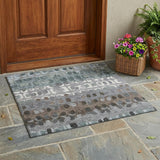 3' X 5' Green And Fern Green Geometric Washable Indoor Outdoor Area Rug