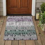 3' X 5' Plum And Gray Geometric Washable Indoor Outdoor Area Rug
