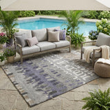 5' X 8' Taupe And Beige Geometric Washable Indoor Outdoor Area Rug