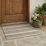 3' X 5' Chocolate And Ivory Striped Washable Indoor Outdoor Area Rug