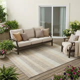 5' X 8' Ivory And Beige Striped Washable Indoor Outdoor Area Rug