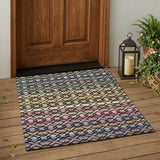 3' X 5' Black And Gold Striped Washable Indoor Outdoor Area Rug