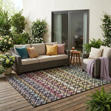 5' X 8' Black And Gold Striped Washable Indoor Outdoor Area Rug
