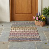 3' X 5' Chocolate And Gold Striped Washable Indoor Outdoor Area Rug