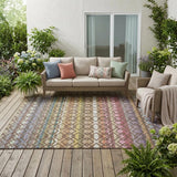 5' X 8' Chocolate And Gold Striped Washable Indoor Outdoor Area Rug