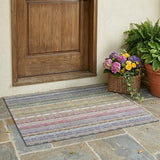 3' X 5' Gray And Chocolate Striped Washable Indoor Outdoor Area Rug