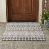 3' X 5' Silver And Gray Striped Washable Indoor Outdoor Area Rug