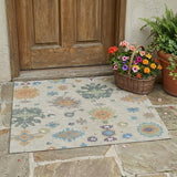 3' X 5' Beige And Green Oriental Washable Indoor Outdoor Area Rug