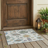 3' X 5' Ivory And Beige Oriental Washable Indoor Outdoor Area Rug