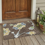 3' X 5' Chocolate And Ivory Floral Medallion Washable Indoor Outdoor Area Rug