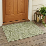 3' X 5' Green And Fern Green Geometric Washable Indoor Outdoor Area Rug
