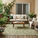 5' X 8' Green And Fern Green Geometric Washable Indoor Outdoor Area Rug