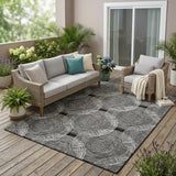 5' X 8' Black And Ivory Geometric Washable Indoor Outdoor Area Rug