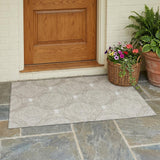 3' X 5' Ivory And Beige Geometric Washable Indoor Outdoor Area Rug