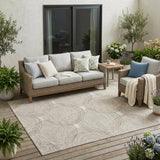 5' X 8' Ivory And Beige Geometric Washable Indoor Outdoor Area Rug