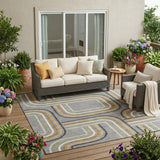 5' X 8' Gray And Silver Geometric Washable Indoor Outdoor Area Rug