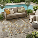 5' X 8' Taupe And Ivory Geometric Washable Indoor Outdoor Area Rug