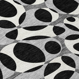 3' X 5' Black And Gray Abstract Washable Indoor Outdoor Area Rug