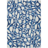 3' X 5' Blue And Navy Blue Abstract Washable Indoor Outdoor Area Rug