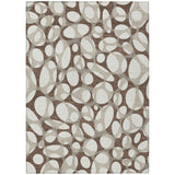 3' X 5' Chocolate And Beige Abstract Washable Indoor Outdoor Area Rug
