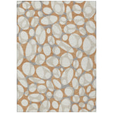 3' X 5' Copper And Ivory Abstract Washable Indoor Outdoor Area Rug