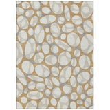 3' X 5' Gold And Beige Abstract Washable Indoor Outdoor Area Rug