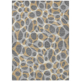3' X 5' Gray And Beige Abstract Washable Indoor Outdoor Area Rug