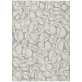 3' X 5' Ivory And Beige Abstract Washable Indoor Outdoor Area Rug