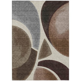 3' X 5' Beige And Brown Abstract Washable Indoor Outdoor Area Rug