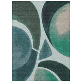 3' X 5' Teal Blue And Turquoise Abstract Washable Indoor Outdoor Area Rug