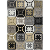 3' X 5' Black And Brown Patchwork Washable Indoor Outdoor Area Rug