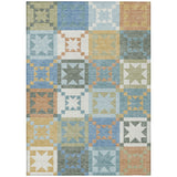 3' X 5' Blue And Green Patchwork Washable Indoor Outdoor Area Rug
