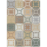 3' X 5' Ivory And Silver Patchwork Washable Indoor Outdoor Area Rug