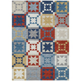 5' X 8' Red And Gold Patchwork Washable Indoor Outdoor Area Rug