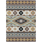 5' X 8' Chocolate And Gold Southwestern Washable Indoor Outdoor Area Rug