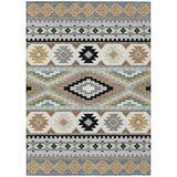 5' X 8' Gray And Silver Southwestern Washable Indoor Outdoor Area Rug