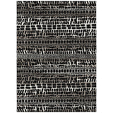 3' X 5' Black And Ivory Abstract Washable Indoor Outdoor Area Rug