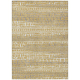 5' X 8' Gold And Beige Abstract Washable Indoor Outdoor Area Rug
