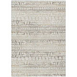 3' X 5' Ivory And Beige Abstract Washable Indoor Outdoor Area Rug
