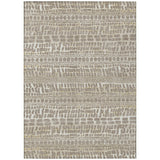 3' X 5' Khaki And Beige Abstract Washable Indoor Outdoor Area Rug