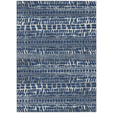 5' X 8' Navy Blue And Gray Abstract Washable Indoor Outdoor Area Rug
