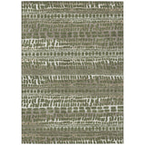 3' X 5' Olive Green And Taupe Abstract Washable Indoor Outdoor Area Rug