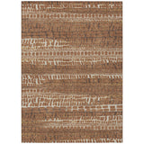3' X 5' Orange And Chocolate Abstract Washable Indoor Outdoor Area Rug