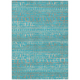3' X 5' Teal Blue And Turquoise Abstract Washable Indoor Outdoor Area Rug