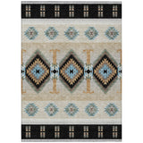 3' X 5' Black And Tan Southwestern Washable Indoor Outdoor Area Rug