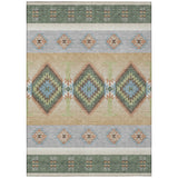 3' X 5' Green And Tan Southwestern Washable Indoor Outdoor Area Rug