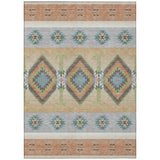 3' X 5' Copper And Silver Southwestern Washable Indoor Outdoor Area Rug