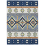 3' X 5' Navy Blue And Green Southwestern Washable Indoor Outdoor Area Rug