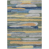 3' X 5' Green And Gold Abstract Washable Indoor Outdoor Area Rug