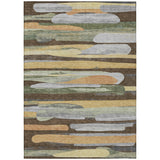 3' X 5' Chocolate And Green Abstract Washable Indoor Outdoor Area Rug
